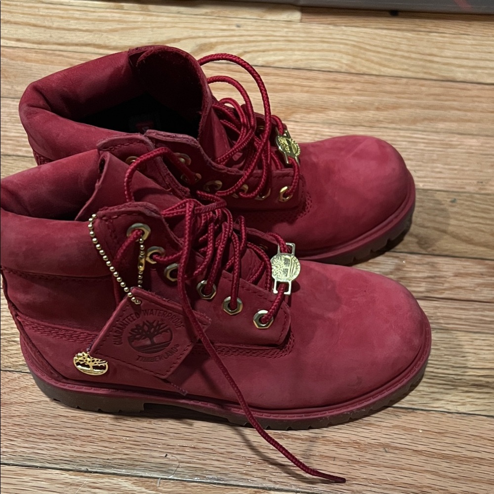 Timberland Red Lace-Up Boots, Little Kid’s